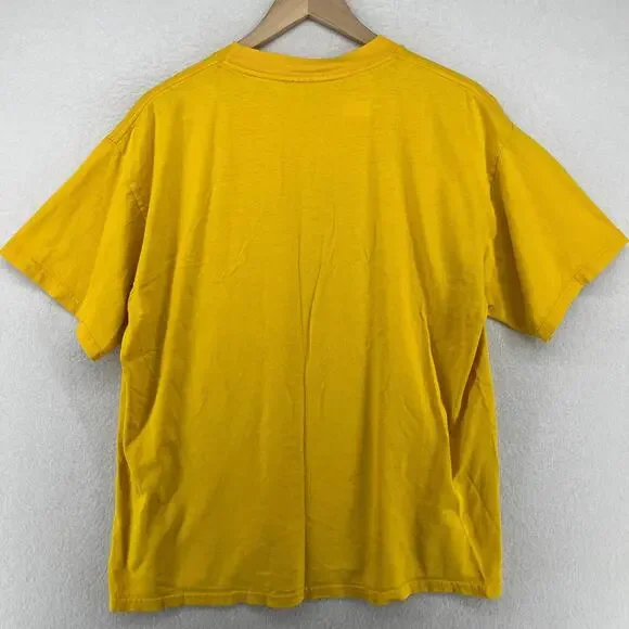 NIKE Shirt Mens L 90s Center Swoosh Spellout Short Sleeve Cotton Yellow VTG - Picture 2 of 13